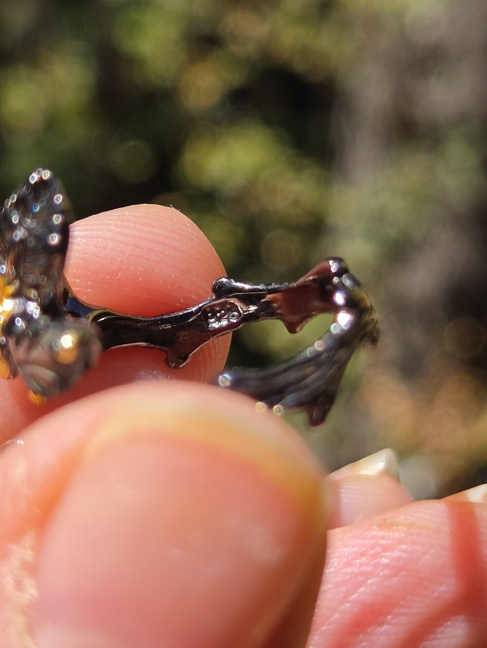 Tourmaline Peridot&Green Onyx Sterling Rhodium&Gold Floral Finger Cuff 6.25 - Picture 10 of 10